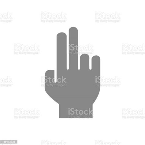 Mudra Of Life Gesture Gray Icon Two Fingers Up Symbol Stock