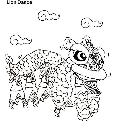 New Year Coloring, Lion Dance Chinese New Year Coloring Pages: Lion