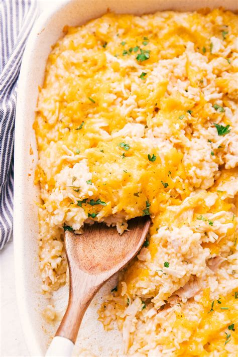 Easy Cheesy Chicken And Rice Casserole Recipe The Food Cafe