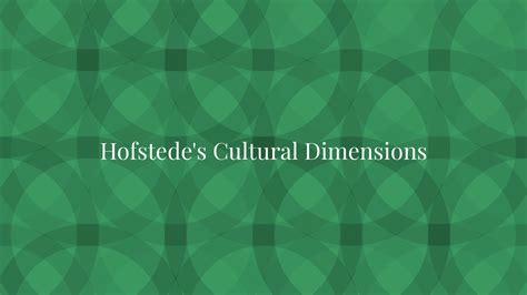 Hofstedes Cultural Dimensions