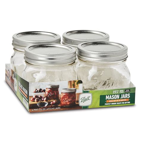 Ball Glass Mason Jars With Lids And Bands Wide Mouth 16 Oz 4 Count Walmart Inventory