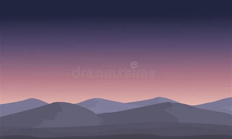 Mountain At Night Landscape Silhouettes Stock Vector Illustration Of