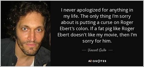 Vincent Gallo Quote I Never Apologized For Anything In My Life The Only