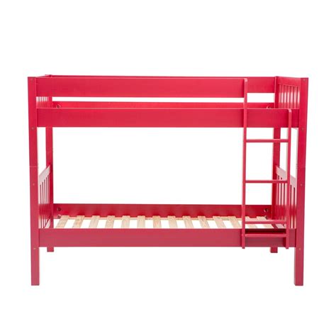 Welwick Designs Solid Wood Twin Over Twin Bunk Bed Red The Home