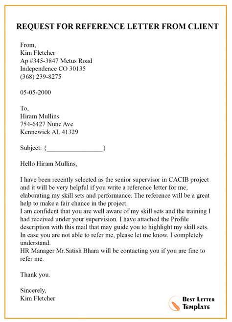 Request Letter Template For Recommendation Sample And Example