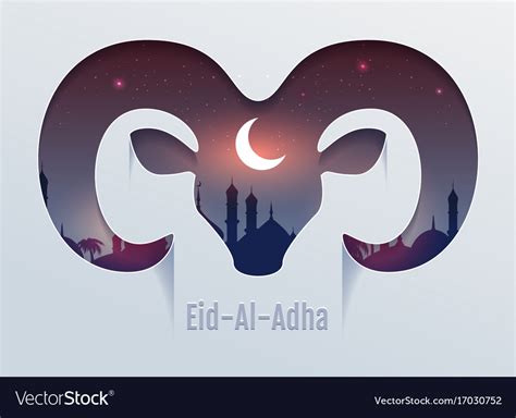 Eid Al Adha Feast Of Sacrifice Head Of Ram Vector Image