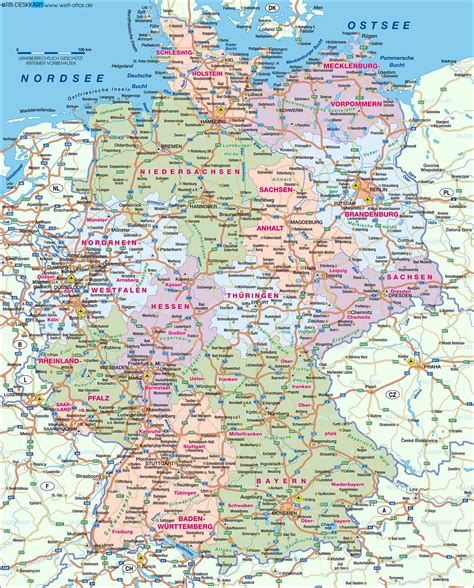 Alemanha Road Map Mapa De Estradas Da Alemanha Com As Cidades E Vilas