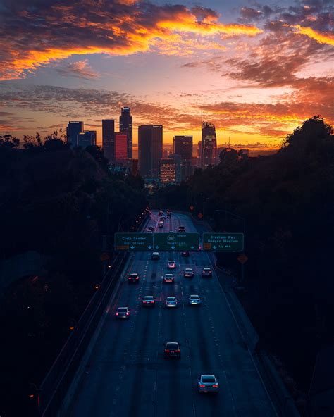 Wallpaper Highway Building City Sunset Portrait Display Car