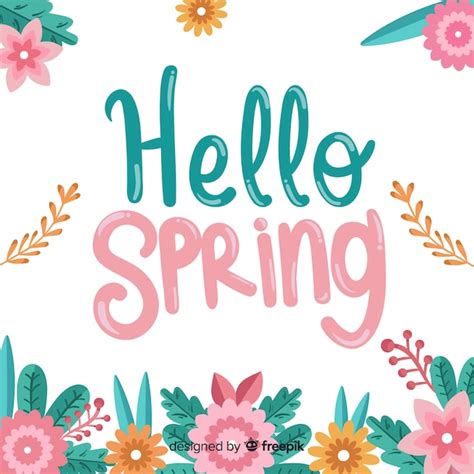 Free Vector Hello Spring Lettering