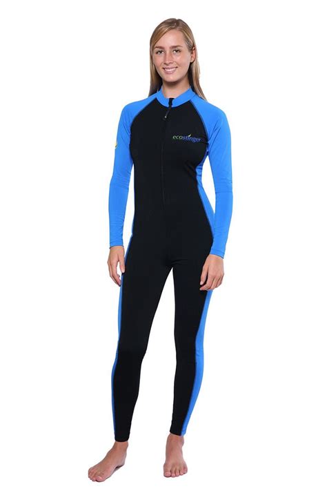 Women Full Body Uv Swimsuit Stinger Suit Dive Skin Upf50 Black Blue