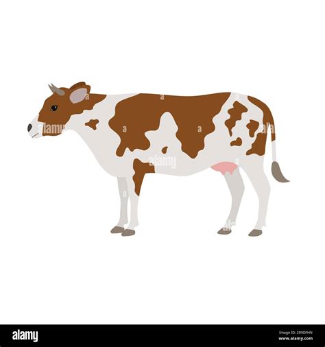 Vector Dibujado A Mano Vaca Plana Aislada Sobre Fondo Blanco Imagen