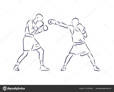 Boxing Champ Standing Ready Fight Simple Drawing Box Fighting Sport Stock Vector Image By
