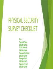 Physical Security Survey Pptx PHYSICAL SECURITY SURVEY CHECKLIST By