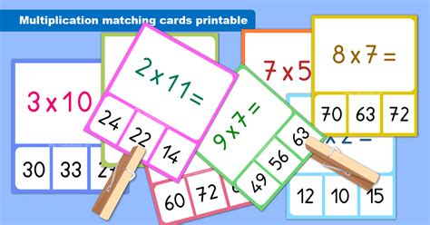 Multiplication Matching Cards Printable Multiplication Memory Games