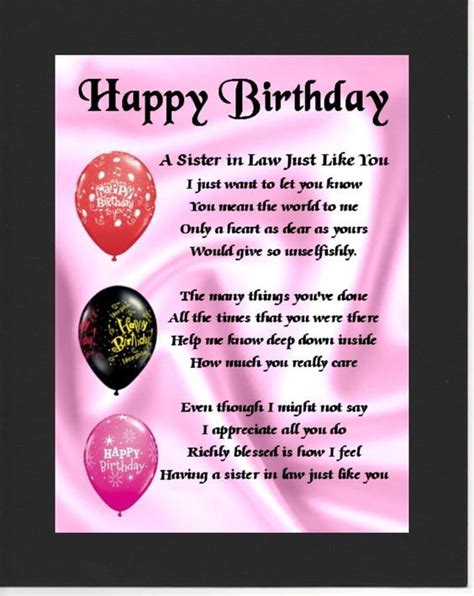 Personalised Mounted Poem Print Happy Birthday Sister Happy Birthday Daughter Special