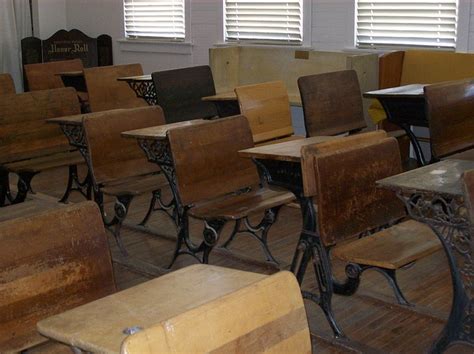 Old Fashioned School Desks In Rows Australian History Year 1 Past