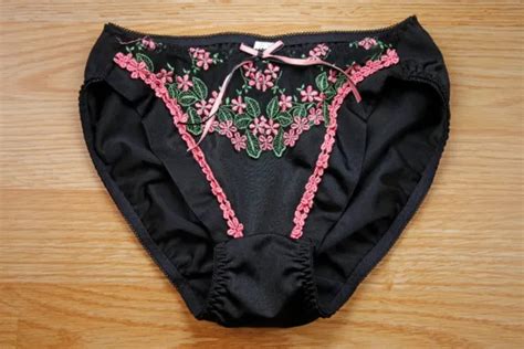 Vintage Japanese Nylon Shiny Slippery Pretty Cute Black Bikini Panty