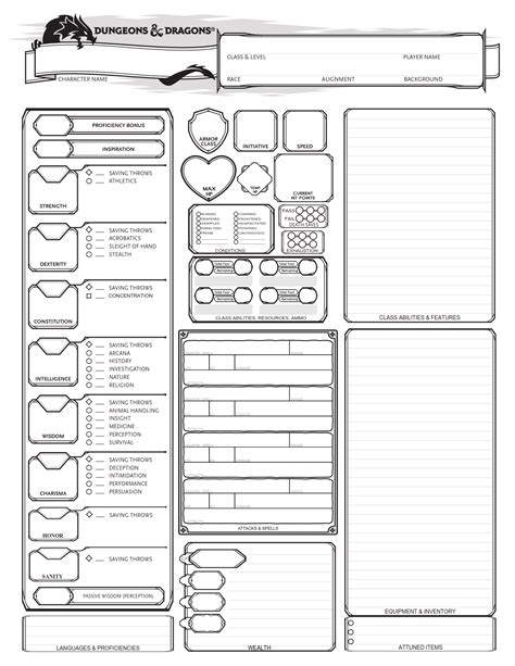 D And D 5e Auto Fillable Form Printable Forms Free Online