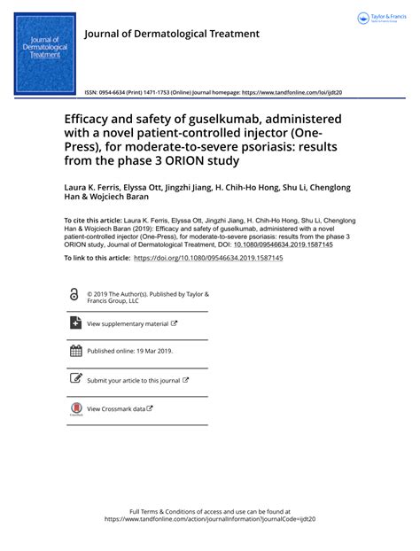 Pdf Efficacy And Safety Of Guselkumab Administered With A Novel