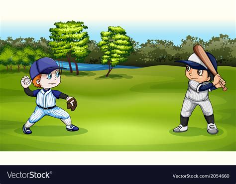 Boys Playing Baseball Royalty Free Vector Image