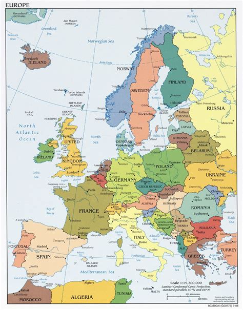 Large Detailed Political Map Of Europe With Capitals And Major Cities Europe Mapsland