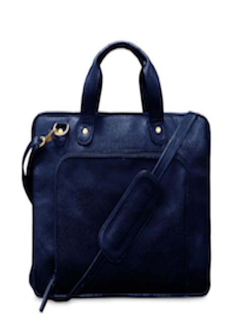 Buy Abys Unisex Blue Solid 14 Inch Leather Laptop Bag Laptop Bag For