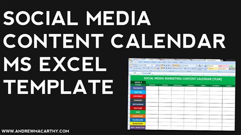 Social Media Content Calendar Template Excel Marketing Editorial