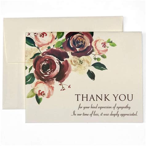 Funeral Thank You Cards With Envelopes Sympathy