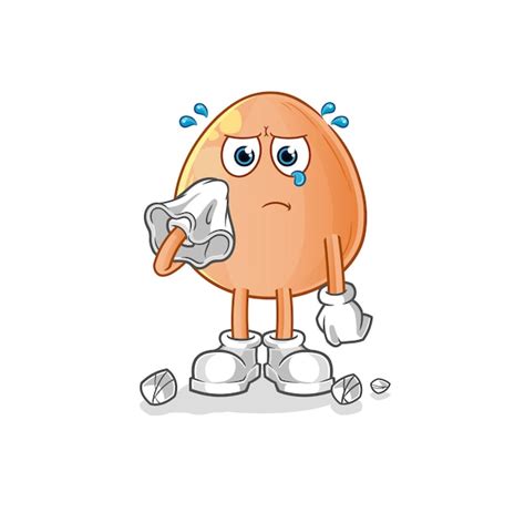 Premium Vector Egg Cry With A Tissue Cartoon Mascot Vector