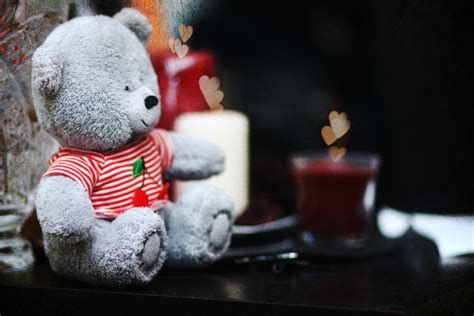 Wallpaper Cute Teddy Bear Candles Hearts Love