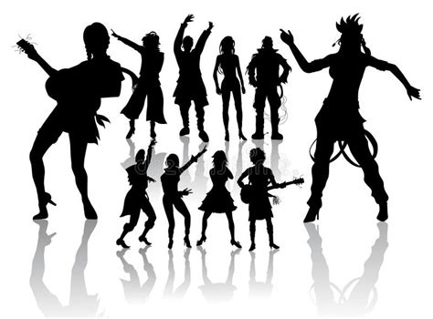 Dancing And Singing People New Set Stock Vector Illustration Of Play Silhouette 17966822