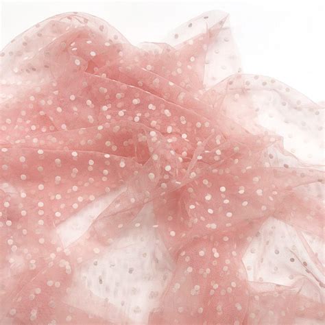 Pink Tulle Lace Fabric With Polka Dots Flocked 5 Mm Dot Tulle Etsy