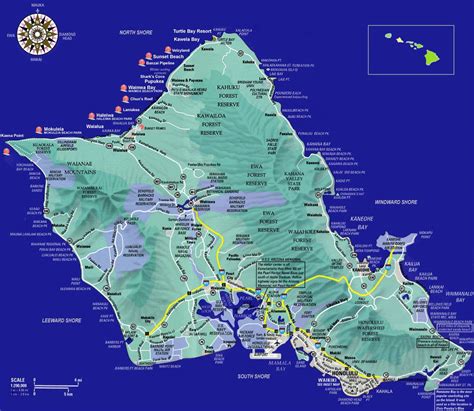 Stadtplan Von Oahu Insel Detaillierte Gedruckte Karten Von Oahu Insel Usa Der