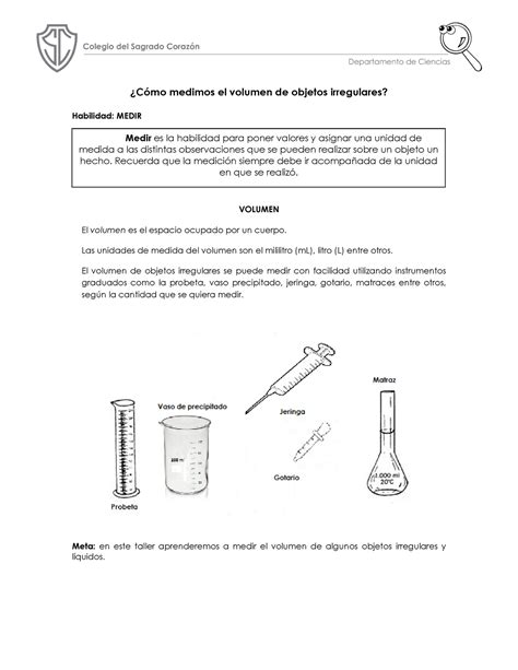 Pauta Taller Volumen Solidos Irregulares ¿cómo Medimos El Volumen De