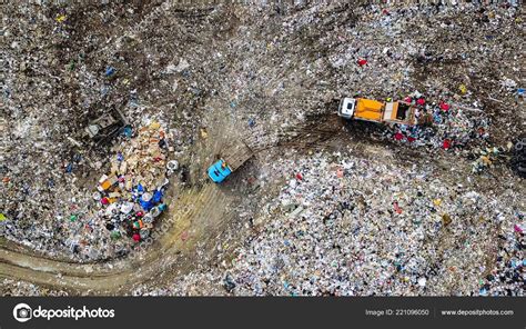 Garbage Trucks Unload Garbage Landfill Vicinity City Yekaterinburg