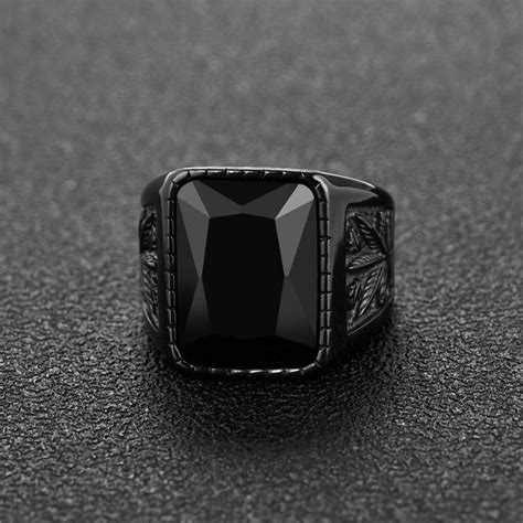 Mens Punk Style Cz Stone Vintage Stainless Steel Ring Fashion