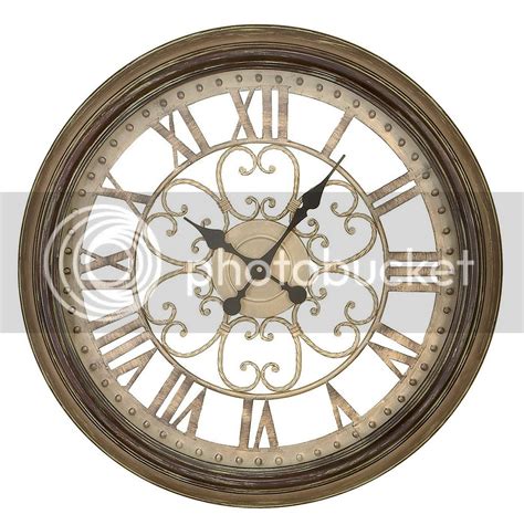 Oversize Antique Style Round Open Clock Scroll Rustic Copper Metal