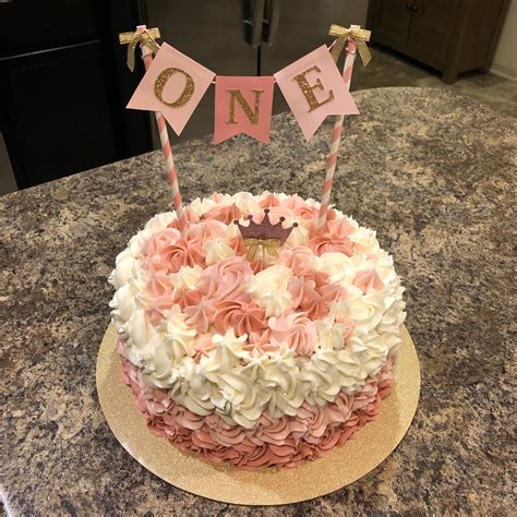 Baby Girl 1st Birthday Cake Vanilla Buttercream Frosting Birthday