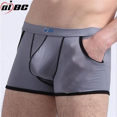 Aibc Men Sexy Underwear Gay Ultra Thin Ice Silk Boxers Short Big