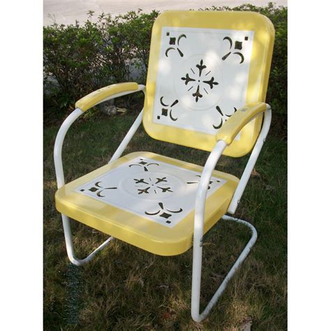 Maybe you would like to learn more about one of these? Retro Metal Outdoor Chair - White & Yellow, Sled Base ...