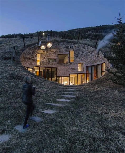 This Interesting Home Built Into A Hill Rpics