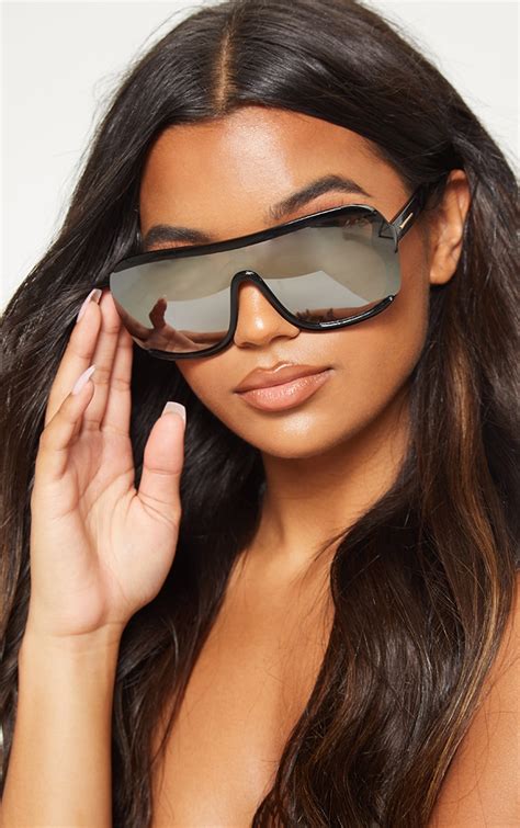 silver mirrored oversized sunglasses prettylittlething aus