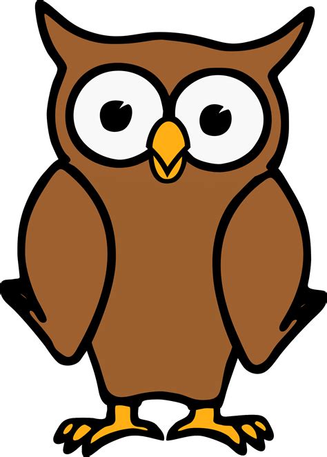 Owl By Etourist Brown Cartoon Owl Standing And Facing Forward On