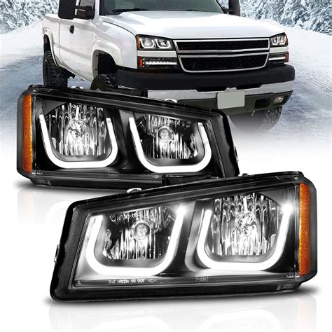 Blk Smoke 2003 2006 Chevy Silverado Avalanche Led Drl Halo Projector