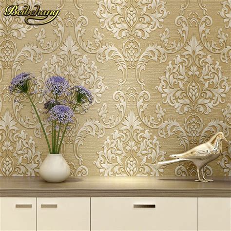 Beibehang European Metallic Floral Damask Wallpaper Design Modern