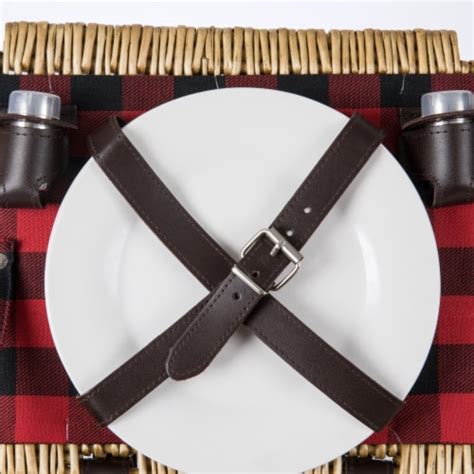 Somerset Picnic Basket Red And Black Buffalo Plaid Pattern 19 X 13 X 17 Frys Food Stores