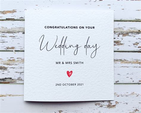 Personalised Wedding Card Wedding Day Card Custom Wedding Etsy
