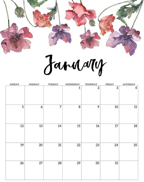 January 2020 Calendar Design With Modern Wallpaper Printable Calendar