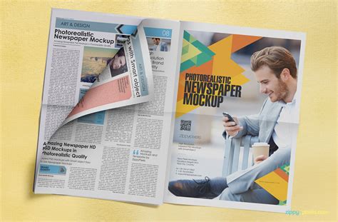 Free newspaper mockups demonstrating a man perusing a paper with space for promotion or article newspaper mockup. 13 Photorealistic Newspapers & Advertising Mockups | ZippyPixels