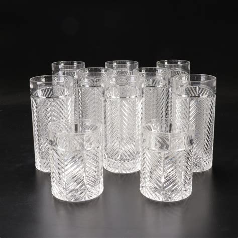 Ralph Lauren Herringbone Classic Glass Highball And Old Fashioned Glasses Ebth
